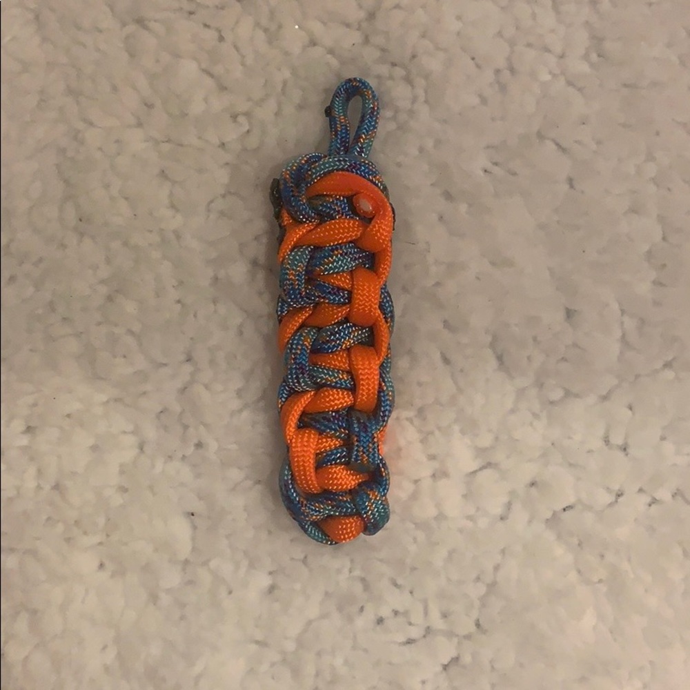 Handmade Orange and Light Blue Paracord keychain